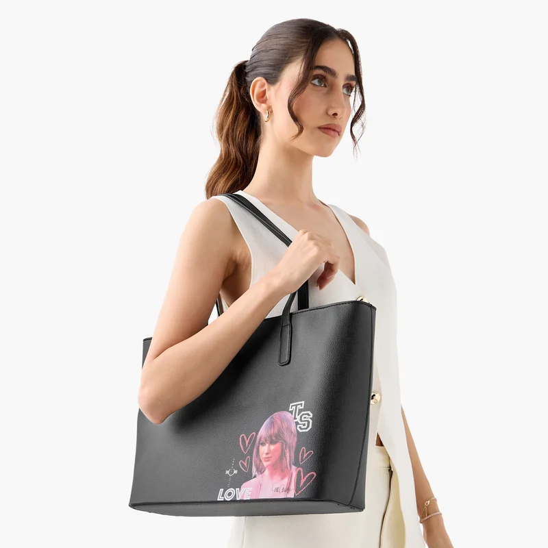 ساشا Black Tote Bag with Pouch for Women
